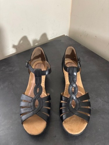 Rockport Cobb Hill Abbott Curvy T Sandal, Black, Size 10W - Picture 2 of 9