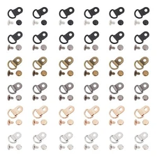 60 Sets Shoes Boots Lace Hooks Loop Ring with Rivets Shoe Boot Buckle D Ring