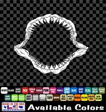 Shark Jaws Decal Skeleton Teeth Bone Sticker Bite Attack Open Horror Ocean Sea