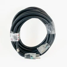 25' 12 Gauge Black Extension Cord with Lighted Outlet