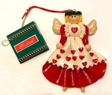 New! House of Lloyd Christmas Around the World Angel Red Heart Dough Ornament