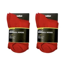 Lot Of 2 Pairs Easton Baseball Softball Socks, Red, Knee High, Adult Size 9-12