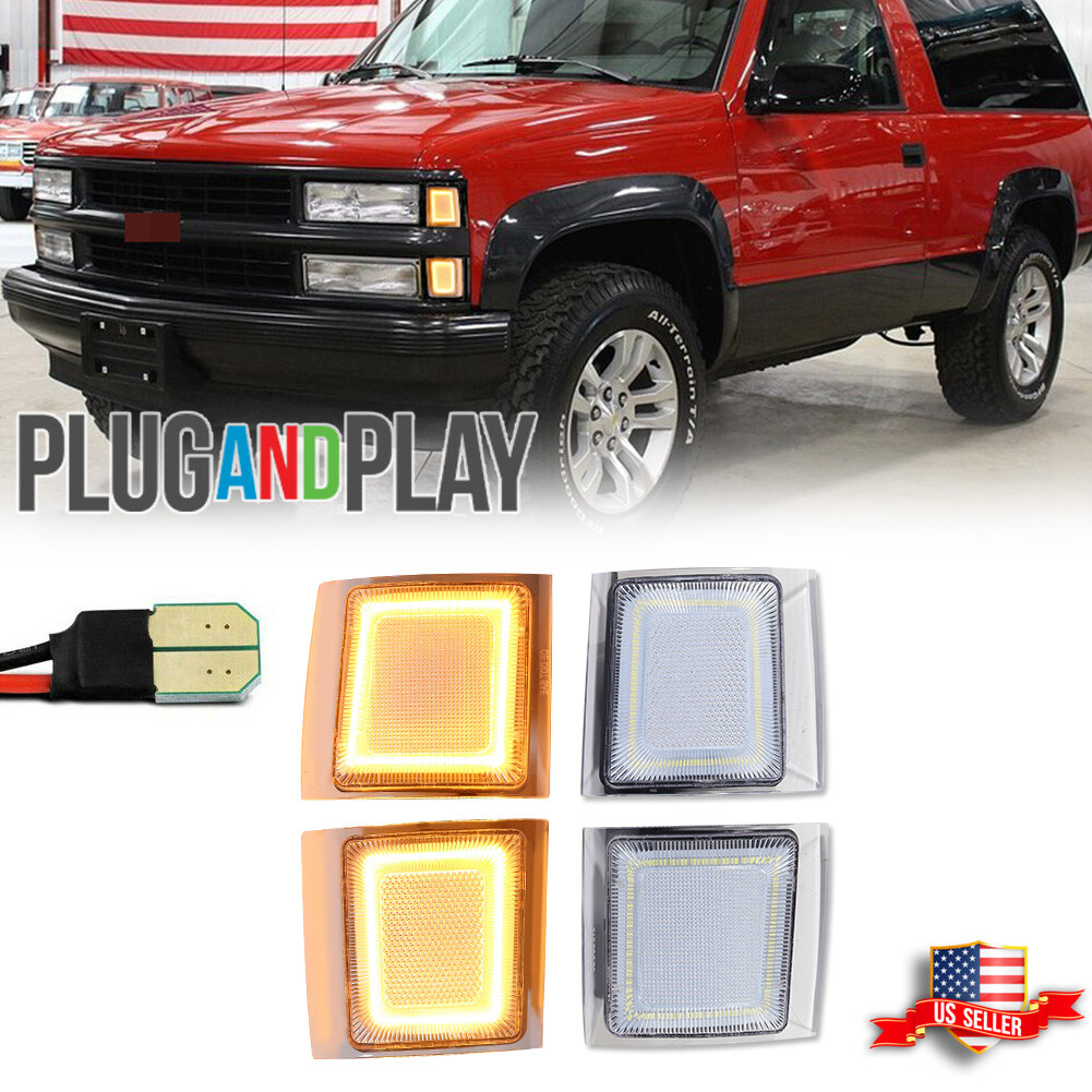 Clear Amber LED Front Side Marker Light For 94-98 Chevy C/K 1500 2500 3500 Truck