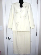 Kasper Womens SZ 4P Ivory Skirt Suit 3 Piece Mother Bride Groom Wedding Formal