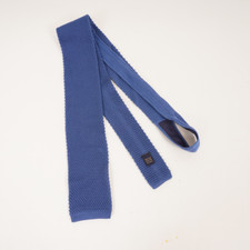 Brooks Brothers Fine Block Knit Cadet Blue Slinky Knitted Silk Tie Italy 59"