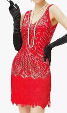 BABEYOND FLAPPER DRESS SIZE 3XLARGE RED SALSA DANCING 1920’S GREAT GATSBY PARTY