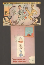 PAIR WWII HOME FRONT POST CARDS, COMICAL ANTI-AXIS POWERS