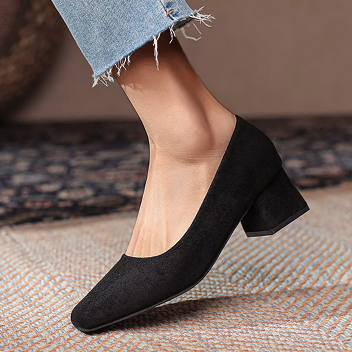 Arche Women's Round Toe Suede Slip-On Block Heels Work Pumps Brown Siz -  Shop Linda's Stuff