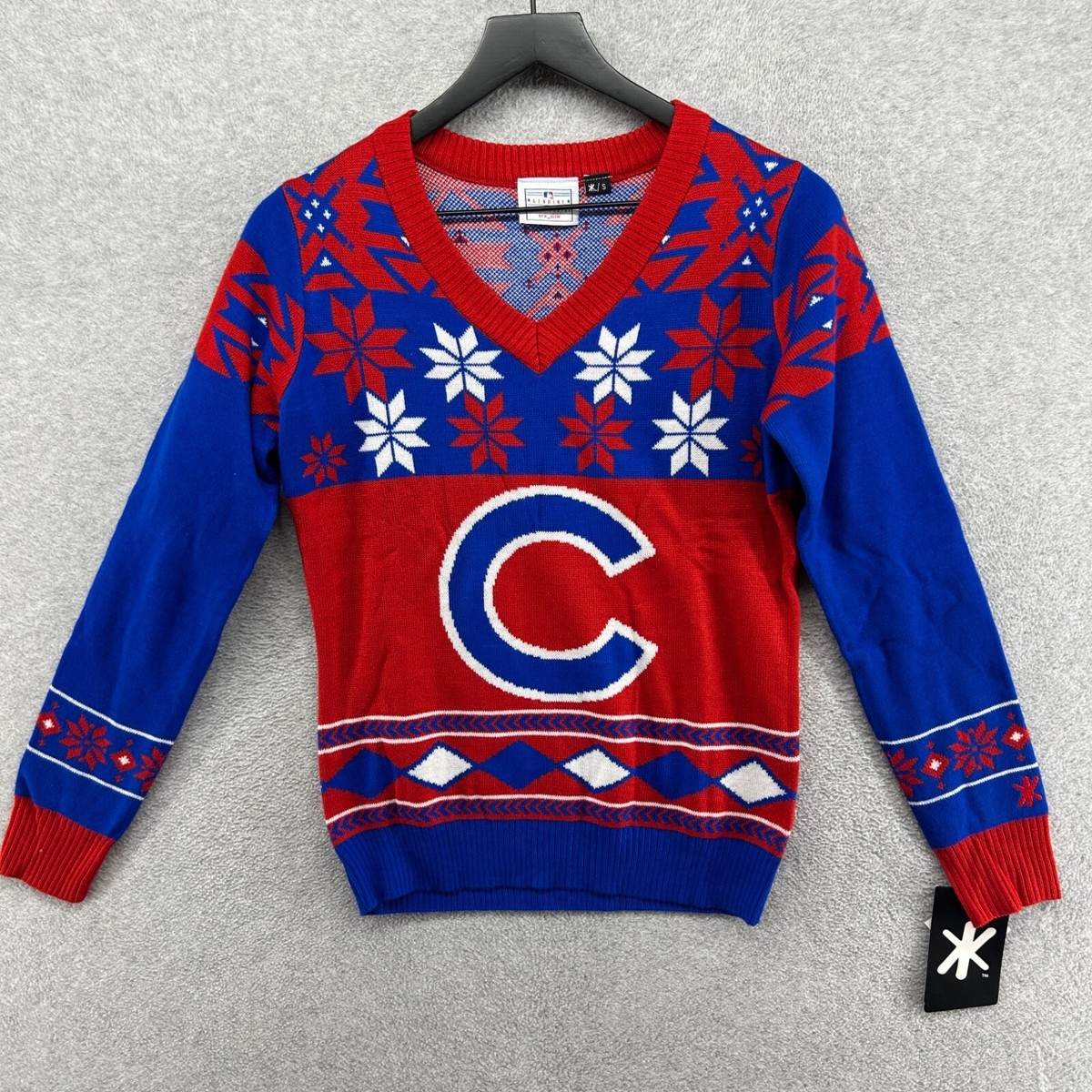 Chicago Cubs Sweater Women's Size Small Blue Red Ugly Christmas Knit NWT  KLEW