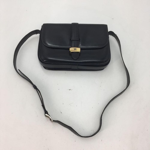 Celine Shoulder Bag Leather Pochette Triomphe Gold Hardware Black Good F/S - Picture 2 of 10