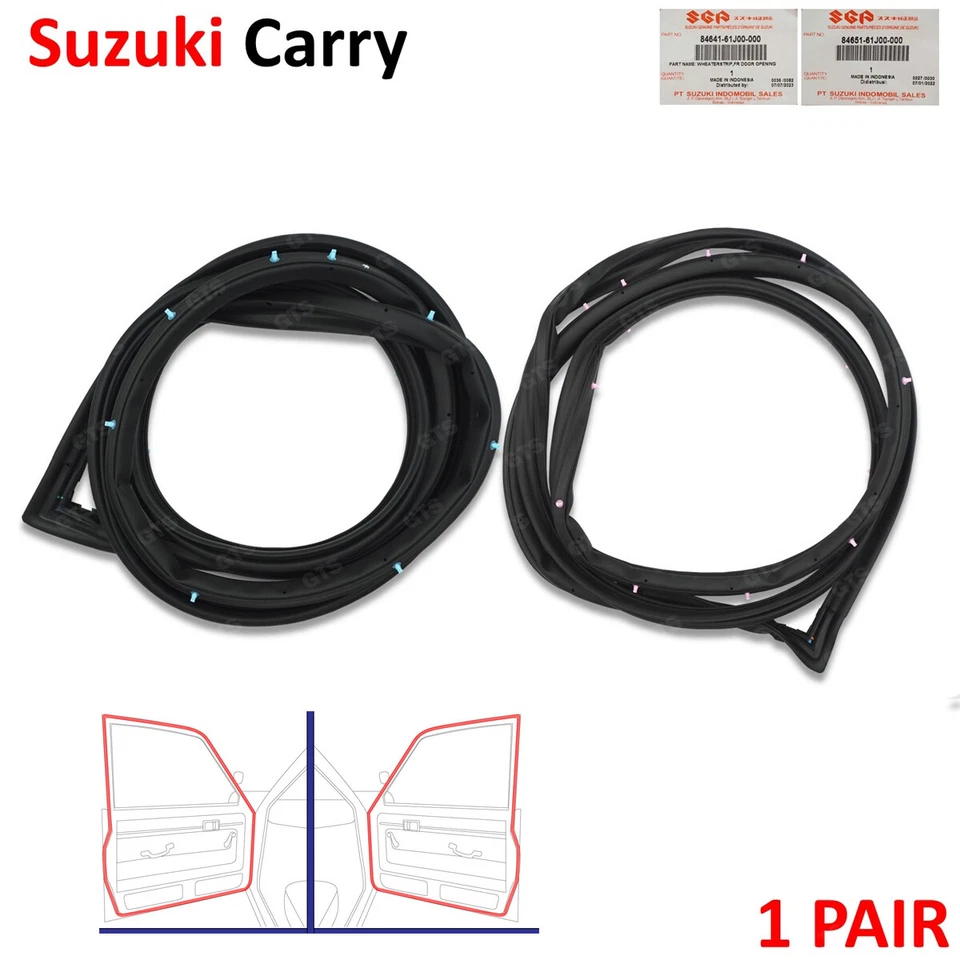 Front L+R Door Rubber Seal Weatherstrip Fits Suzuki Carry APV Truck 2010 - '17 - Image 4 of 4