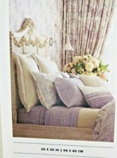 Ralph Lauren EURO Pillow Sham Marden ALESSANDRA Cream/Lavender Trim 26" x 26"