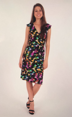 Charlie Brown Dress 12 Multicolour  Zibo Bokeh Wrap Belted Stretch Bold Print