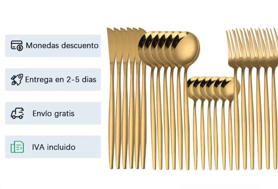 Juego de Cubiertos, 24 Piezas, Acero Inoxidable, Estuche, Regalo Navidad - Imagen 4 de 4