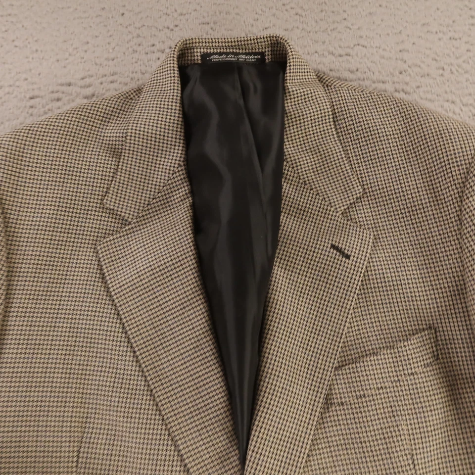 Chaqueta a Cuadros Gun Club L LT Beige Azul Pata de Gallo Seda Lana Blazer 44L De Colección Foto 2 de 4