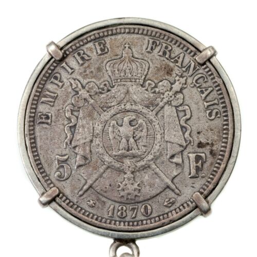1870 France 5 Francs Silver Frame Set Coin Key Chain Set - Picture 4 of 4