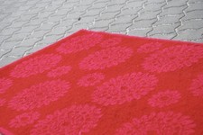 60er 70er Jahre MID CENTURY Teppich 136 x 70 cm Blumen Vintage Rot Space Age