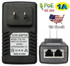 24V 1A Wall Plug PoE Injector Ethernet Adapter IP Phone/Cameras Power Supply