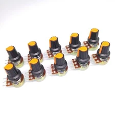 US Stock 10 Units 5K B5K OHM Linear Taper Rotary Potentiometer POT Orange Knob