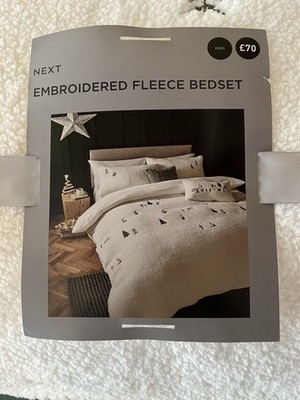 NEXT besticktes Fleece King Size Bett-Set NEU