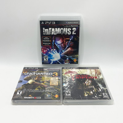 Lot of 3 PS3 Games - InFamous 2, Uncharted 3, Dead Island Riptide