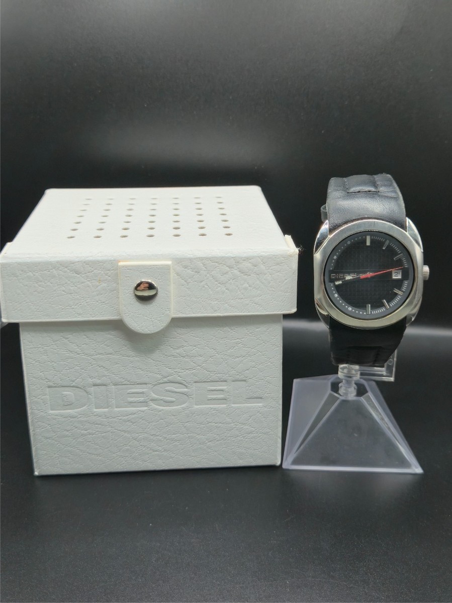 Mens Diesel Dz-1094 S. Steel Black Leather Date 40mm Watch for
