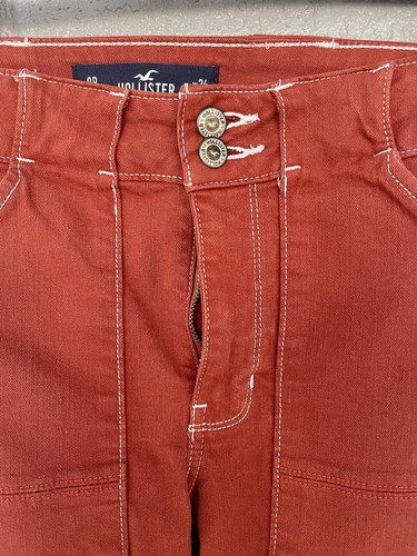 Hollister Slim Straight Cargo jean Pants Women's Size 24x27 High Rise Patch. - Picture 3 of 7