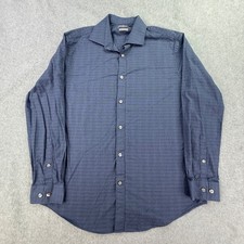 Michael Kors Slim Fit Long Sleeve Shirt Mens Sz L 16x32/33 Blue Cotton Casual