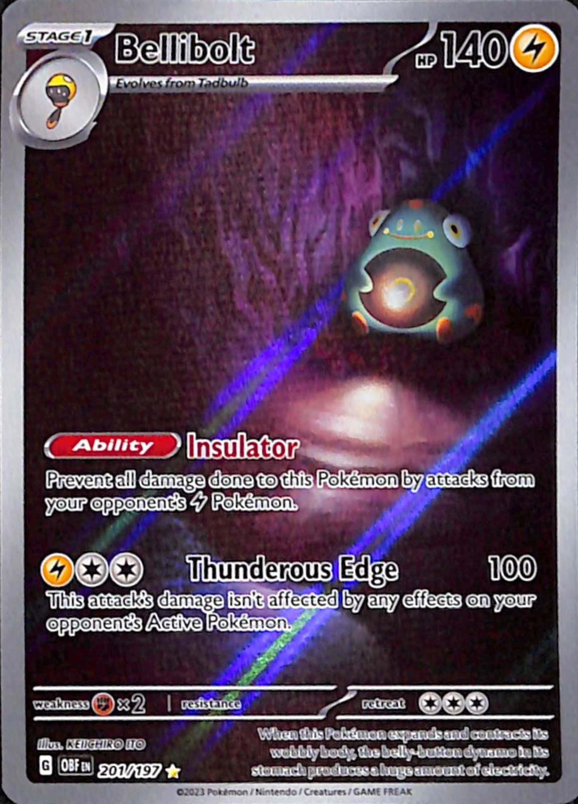 Pokemon TCG Bellibolt 201/197 Obsidian Flames Full Art Holo NM