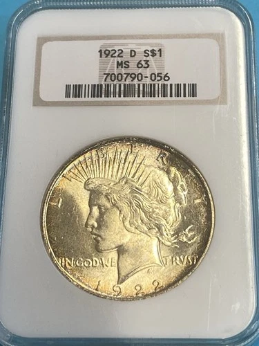 1922 D PEACE DOLLAR NGC MS63 OLD HOLDER