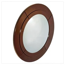 Vintage Round Mirror Kartell Design Anna Castelli Ferrieri 1972 Brown