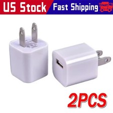 2x White 1A USB Power Adapter AC Home Wall Charger US Plug FOR iPhone 5 6 7 8 X
