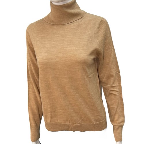 Neu mit Etikett J. Crew Damen Gr. S Merinowolle Langarm Pullover Caramel Braun NEU