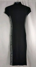 Michael Kors Black Ribbed Knit Stretch Logo Tape Bodycon Dress Woman's Size XXS