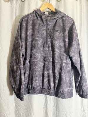 Reebok Running Men's XL Gray Black Abstract Mesh Hoodie Pullover Half Zip Logo