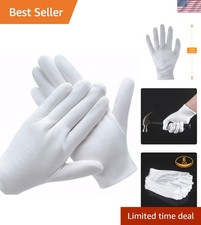 3 Pairs White Cotton Gloves - Moisturizing Eczema Relief  Versatile Work Gloves