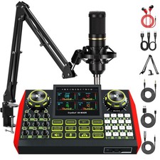 Podcast Equipment Bundle Condenser Microphone Audio Mixer Sound Card G9-MIC
