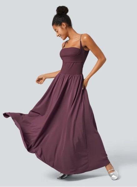 Halara Breezeful Pocket Flowy Flare Maxi Quick Dry Casual Slip Dress Size M NEW
