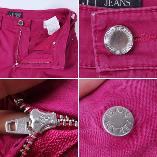 Womens ARMANI JEANS Vintage Metal Logo Pink Straight Lightweight Pants Size 28 - Picture 15 of 24