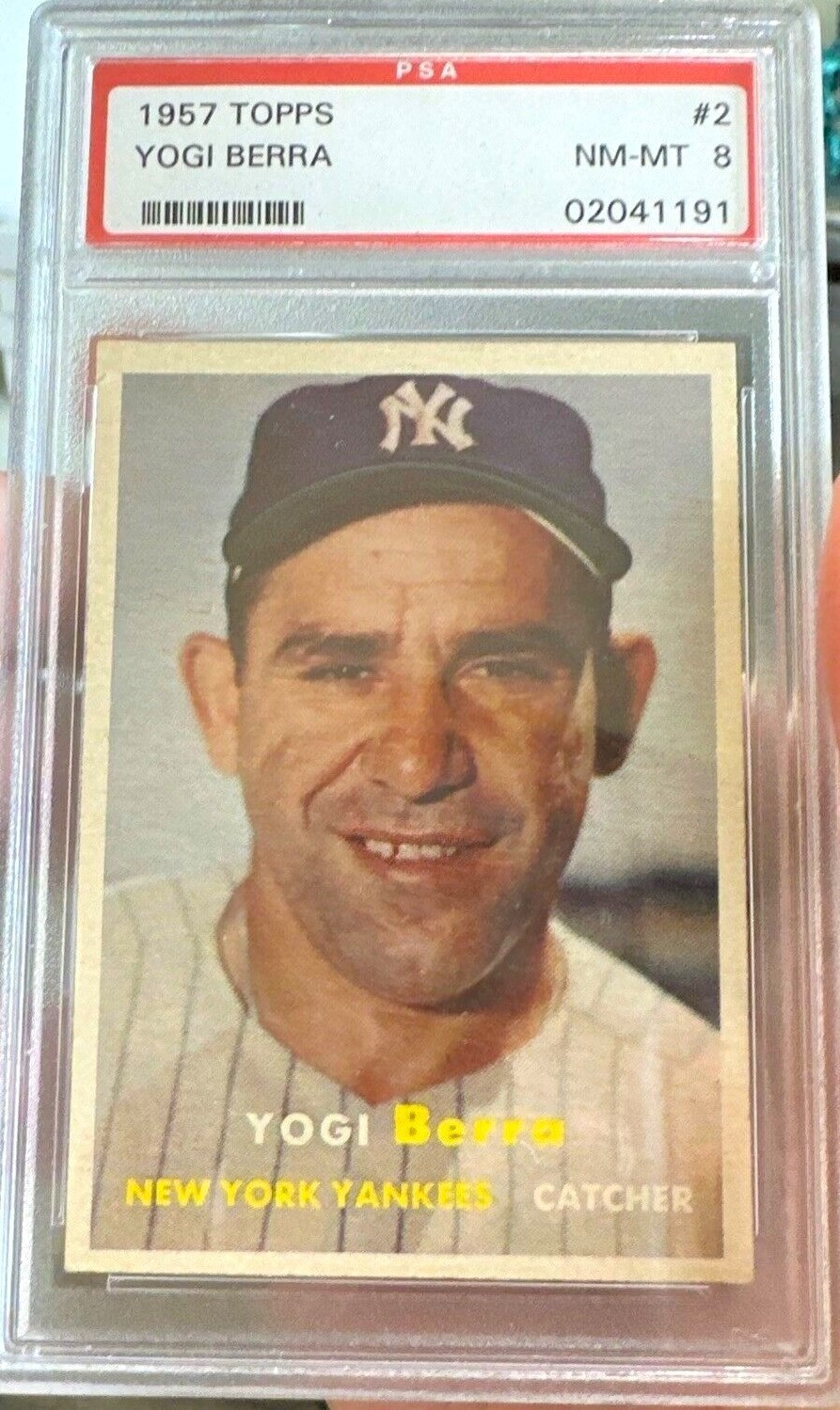 **PSA 8**  1957 Topps #2 YOGI BERRA Yankees ***HIGH EYE APPEAL***