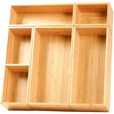 New Best Umilife Drawer Organizer Storage Boxes 2.5" High Bamboo Dividers, 5