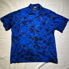 Vintage Sears Premiere Hawaiian Shirt Loop Collar Large 60s Floral Aloha Tiki