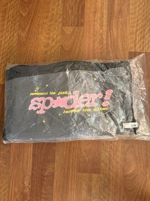 sp5der Men s Black Graphic Print Logo Hoodie, Size M Regular