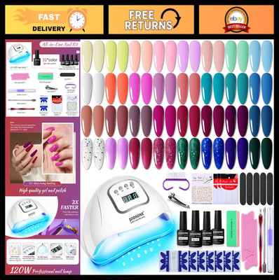 32 Colors Gel Nail Polish Kit with UV Light - Soak Off Nail Art Set for DIY Mani