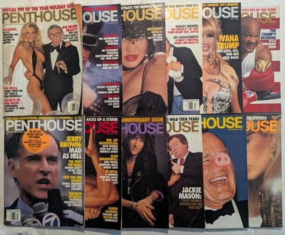 12 Complete Year Penthouse Magazines 90's 92 Trump Burns Van Damme Stern Foreman