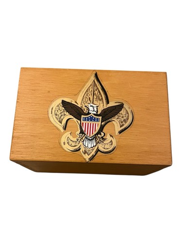 Wood Card File Box – BSA Emblem – Oriole 3x5 Index Storage