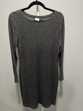 A New Day Charcoal Gray Ribbed Stretch Long Sleeve Sweater Bodycon Dress Size M