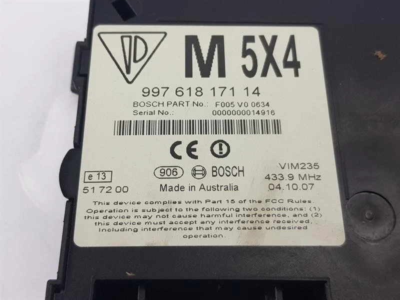 2008 PPORSCHE BOXSTER ЦЕНТРАЛЬНЫЙ ЗАМОК МОДУЛЬ 99761817114 - Изображение 2 из 4