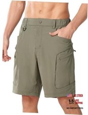Men's Cargo Hiking Shorts Casual 9" Lightweight Outdoor Small Sage Green