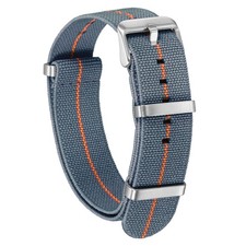 Elastic Nylon Watch Band 20mm Waterproof One-Piece Watch Strap, Dark Grey/Orange